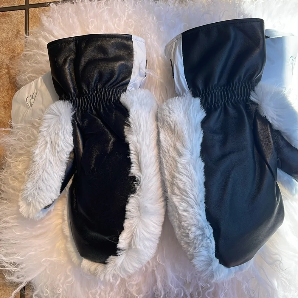 Moose Knuckles Bunny Mittens - Baby Blue Faux Fur - Picture 6 of 12